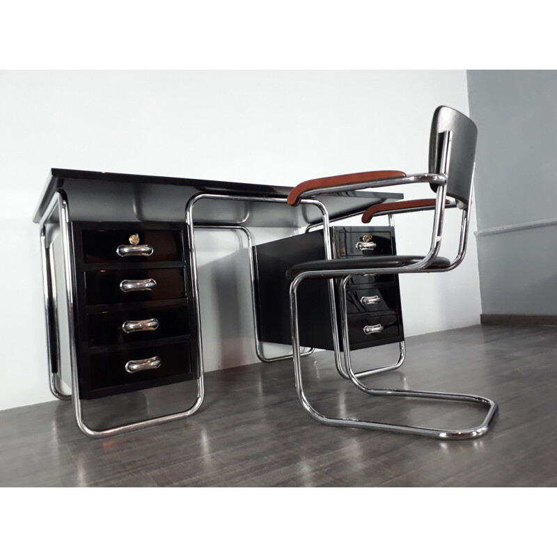 Vintage black desk by Petr Vichr for Kovonax