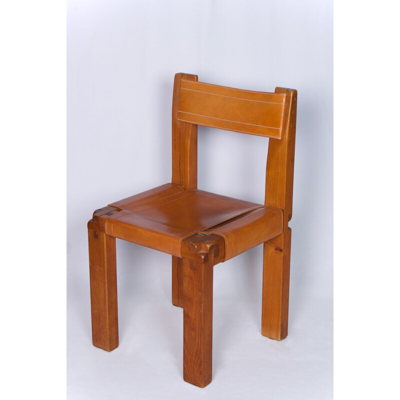 S11 chair in elm by Pierre Chapo