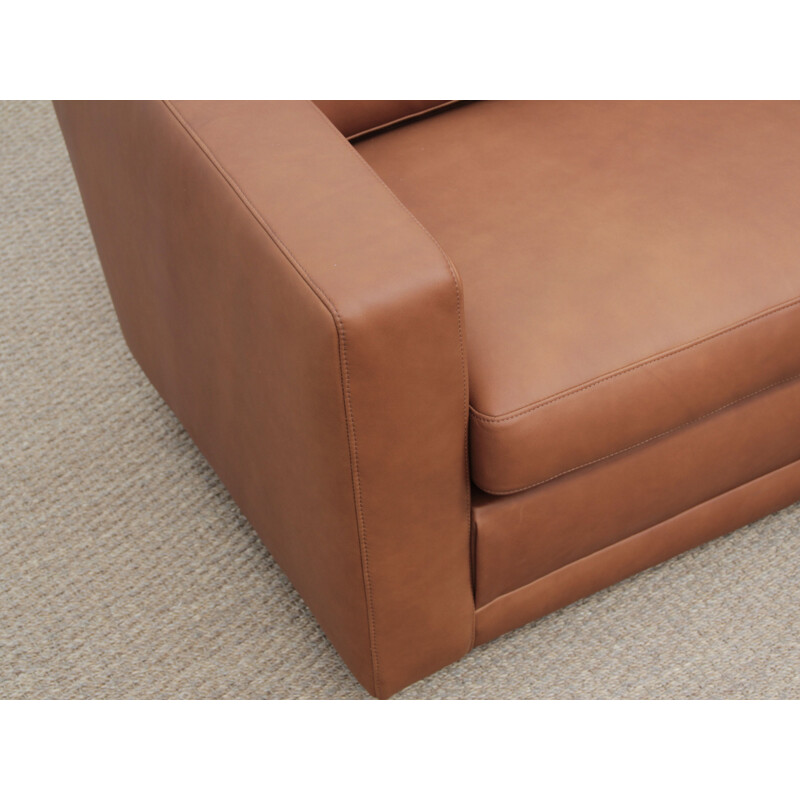 Vintage scandinavian model 205 sofa for Fredericia in oak and brown leather