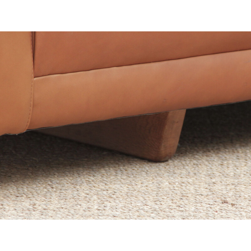 Vintage scandinavian model 205 sofa for Fredericia in oak and brown leather
