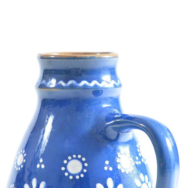 Jarrón vintage de cerámica azul, Checoslovaquia