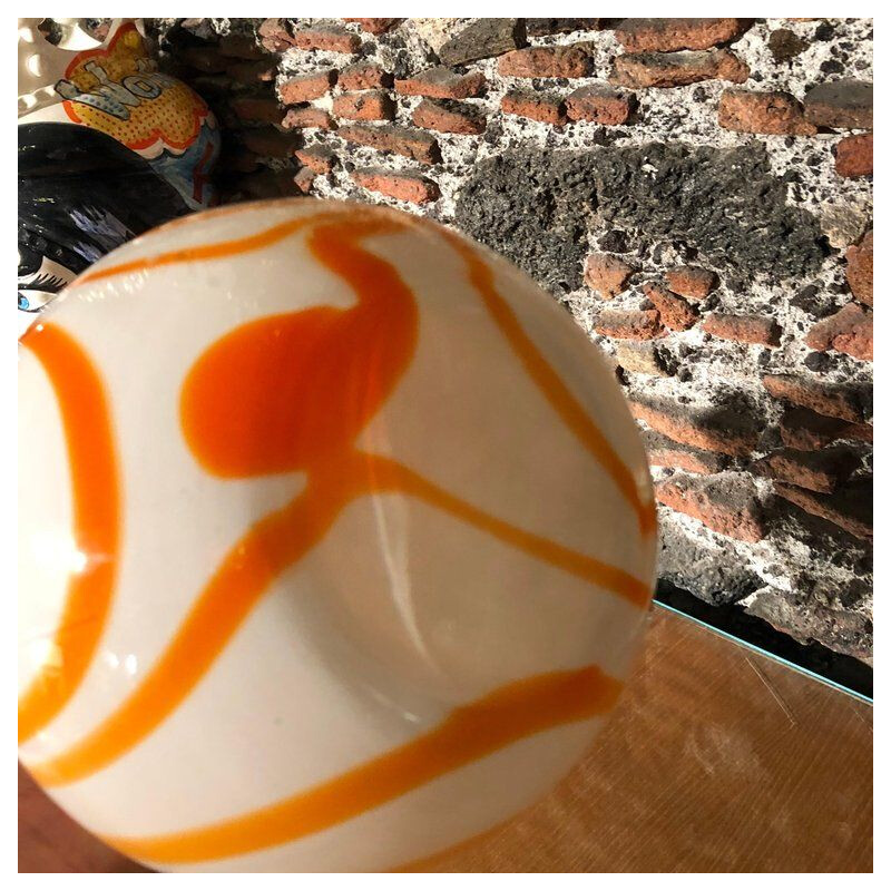 Vase orange et blanc en verre de Murano