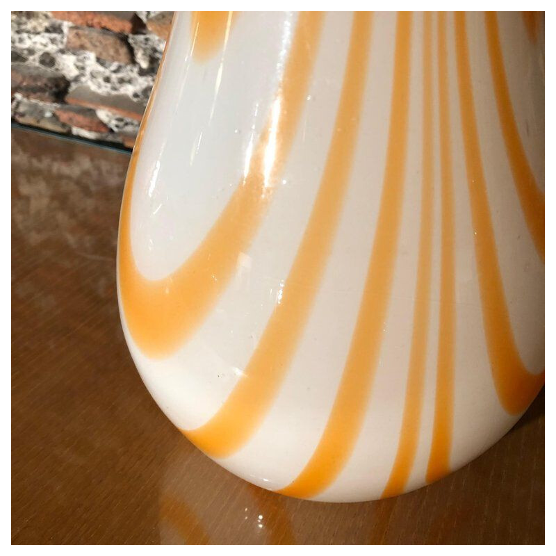 Vase orange et blanc en verre de Murano