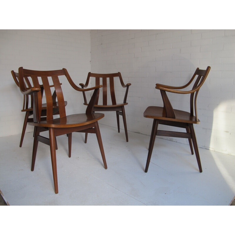 Suite de 4 chaises scandinaves à repas en teck - 1950