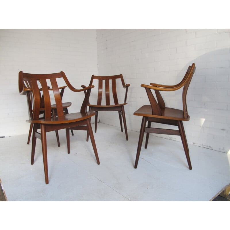 Suite de 4 chaises scandinaves à repas en teck - 1950