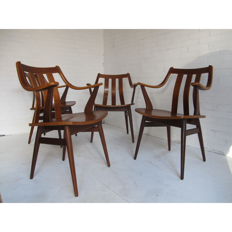 Set of 4 scandinavian dining chairs in teak - 1950s