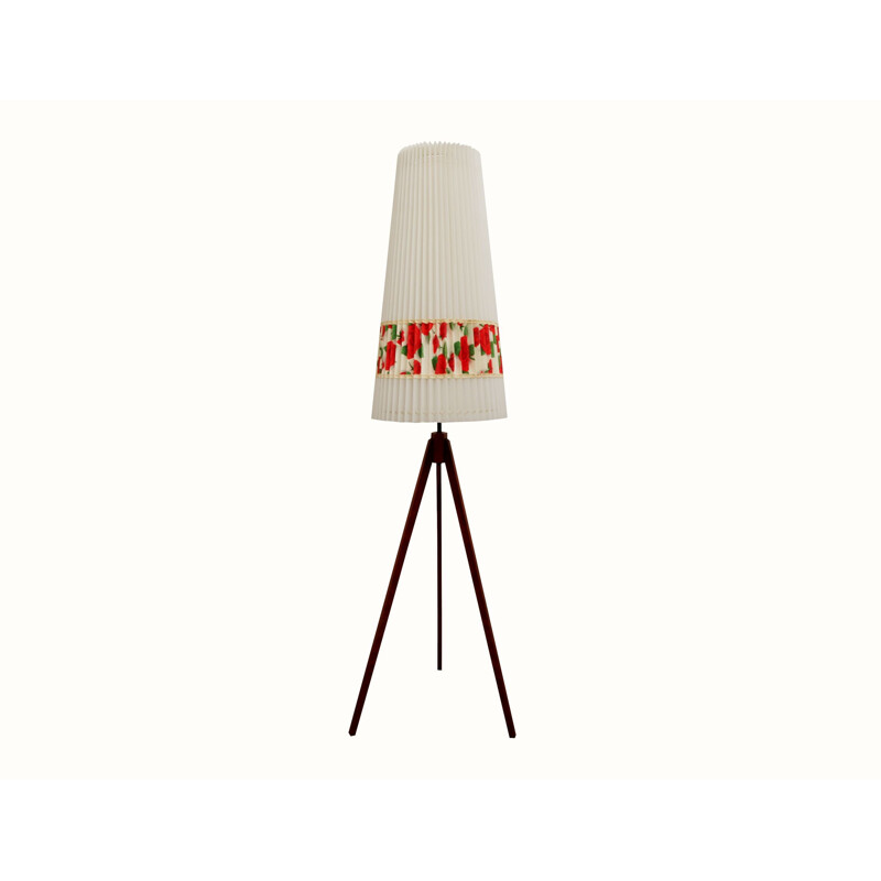 Tripod floor lamp in teak and plastic