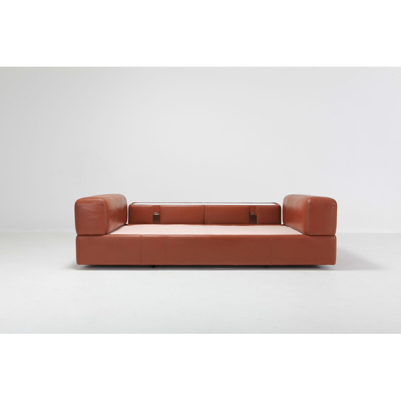 711 sofa in cognac leather by Tito Agnoli