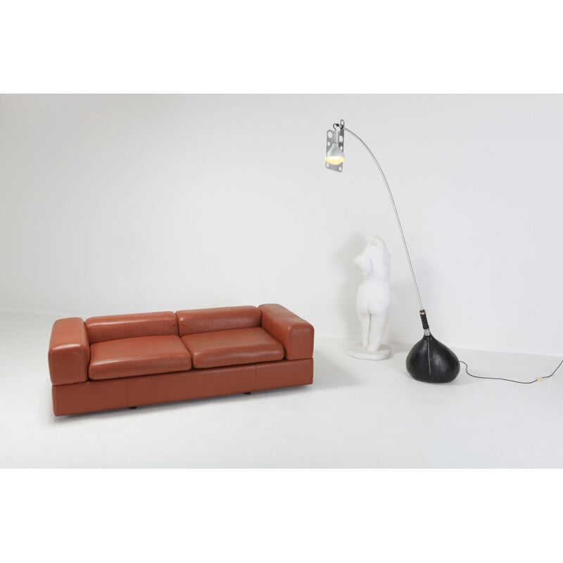 711 sofa in cognac leather by Tito Agnoli