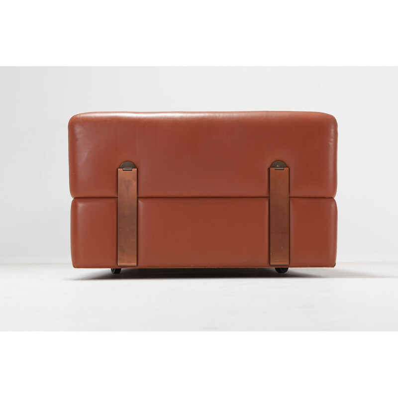 711 sofa in cognac leather by Tito Agnoli