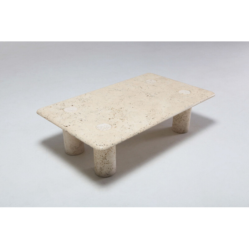 Travertine coffee table by Angelo Mangiarotti