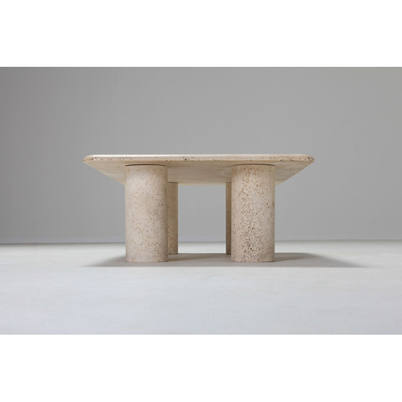Travertine coffee table by Angelo Mangiarotti