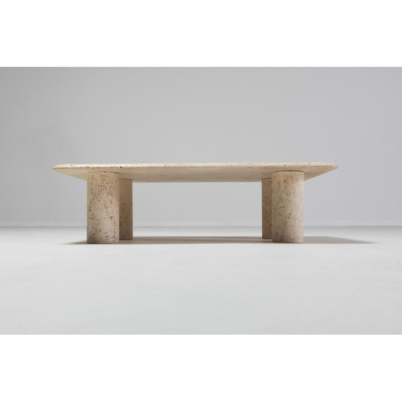 Travertine coffee table by Angelo Mangiarotti