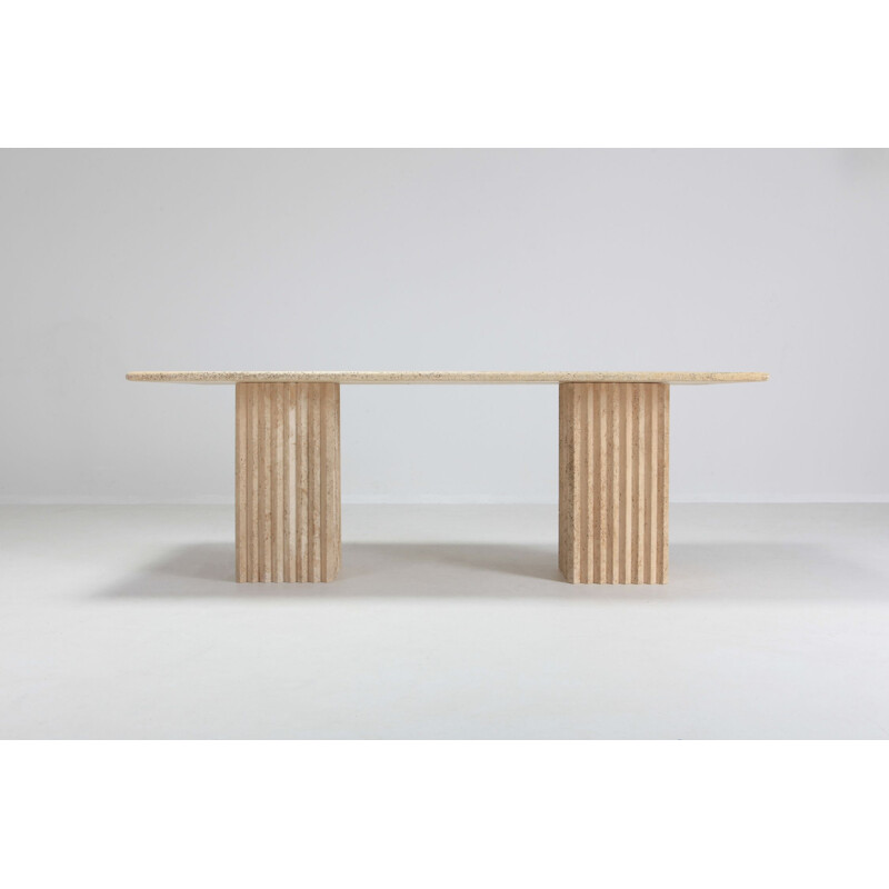 Beige dining table in travertine