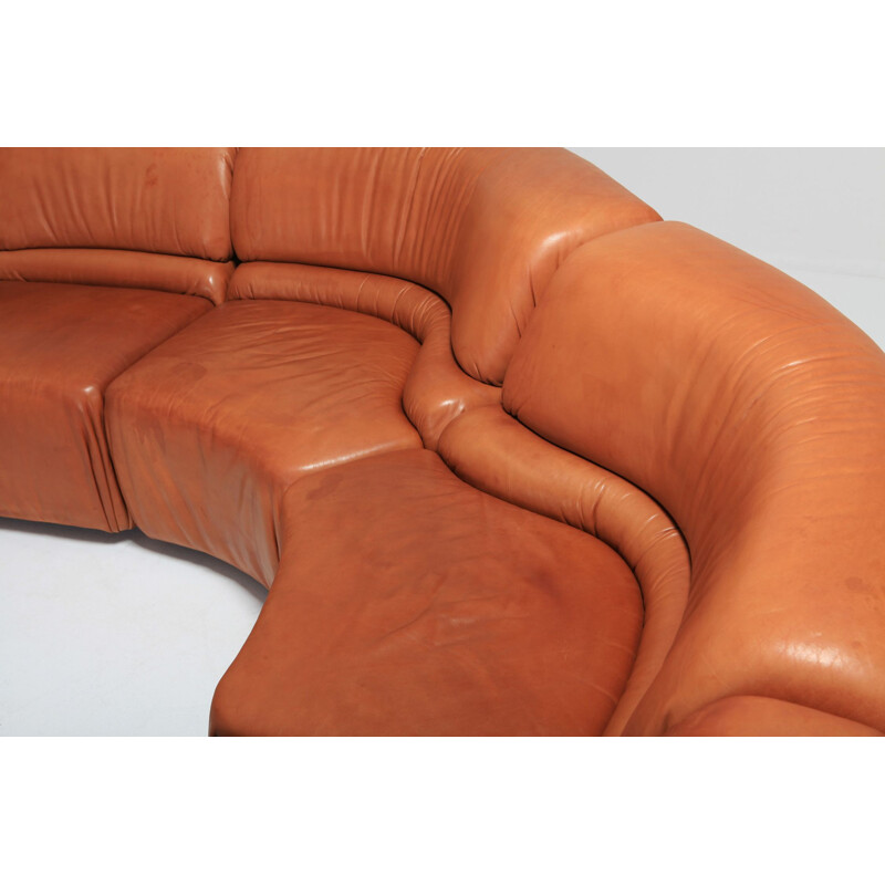 Cosmos sofa in cognac leather by De Sede