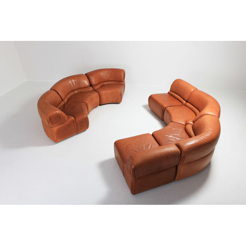 Cosmos sofa in cognac leather by De Sede