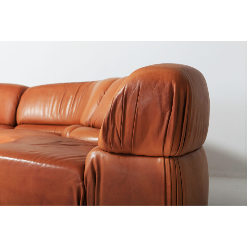 Cosmos sofa in cognac leather by De Sede