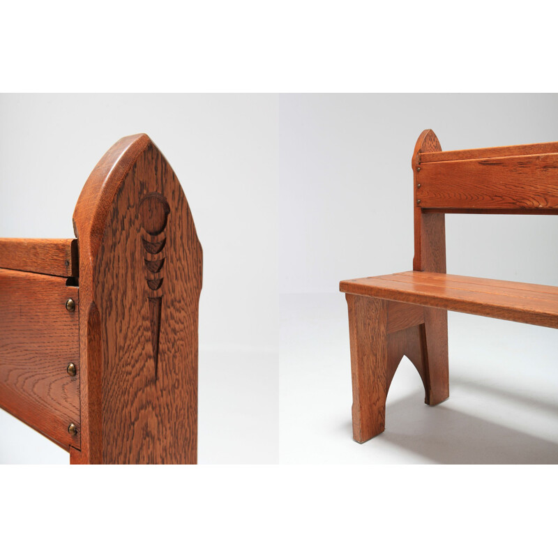 Vintage solid oakwood bench 1935