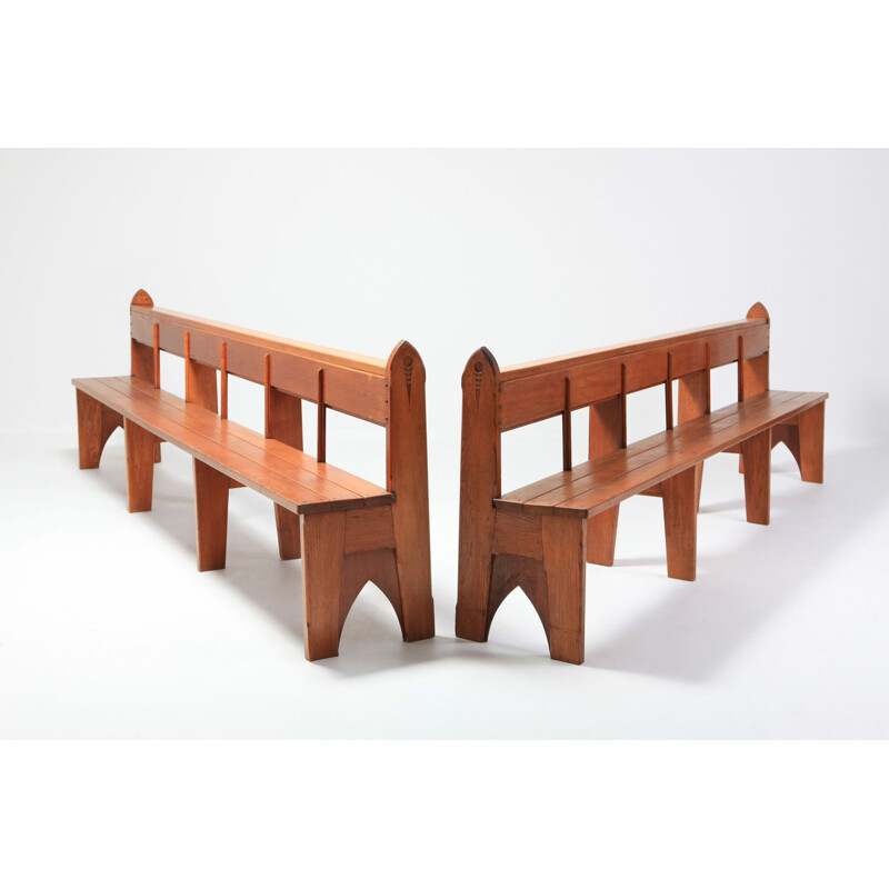 Banc vintage en bois de chêne massif 1935