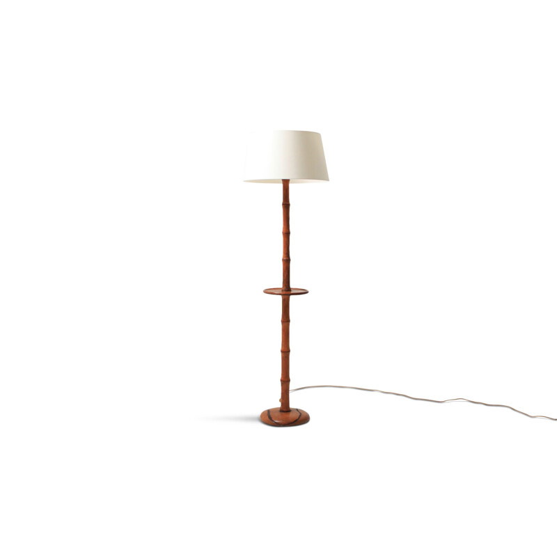 Vintage american floorlamp in bamboo and linen 1950