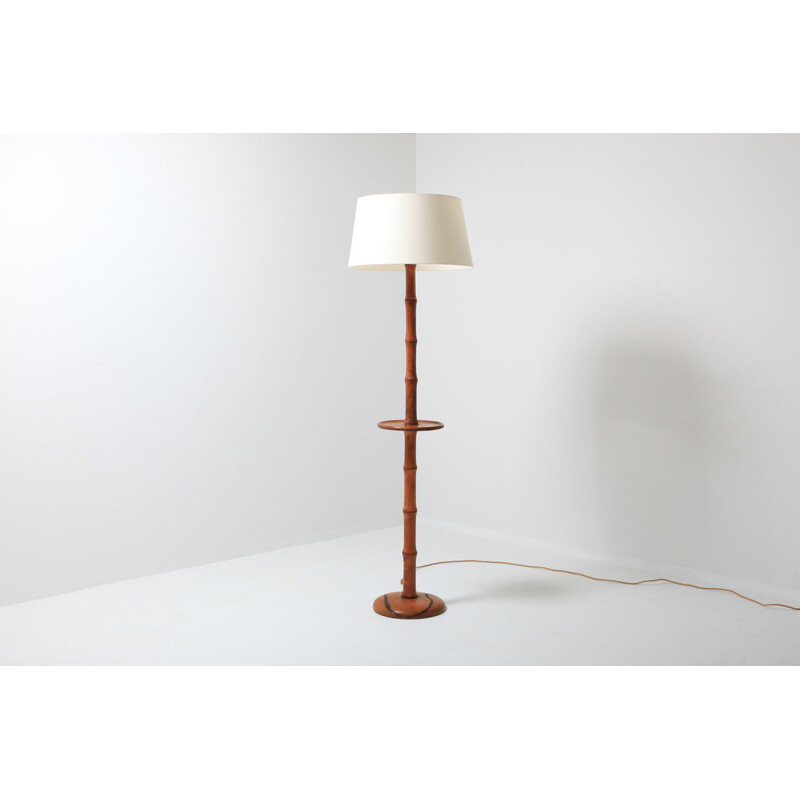 Vintage american floorlamp in bamboo and linen 1950