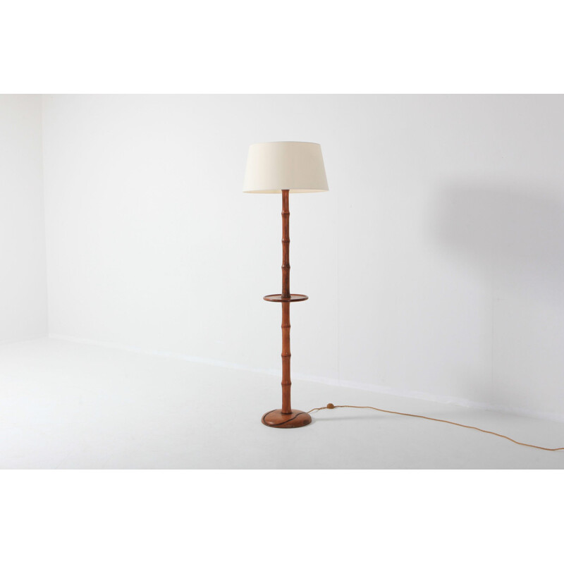Vintage american floorlamp in bamboo and linen 1950