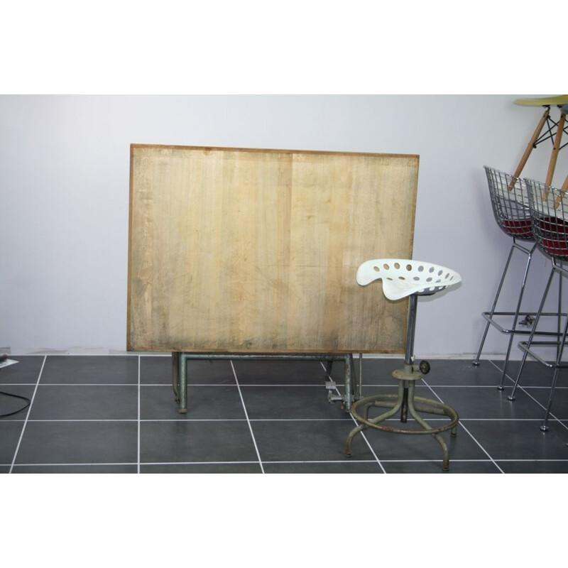 Drawing table in steel by Sautereau