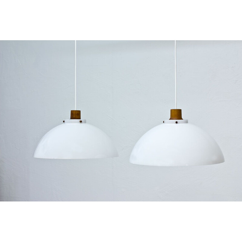 Pair of white pendant lamps by Kristiansson