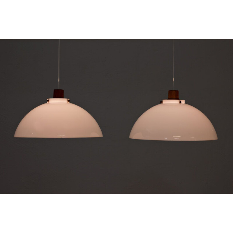 Pair of white pendant lamps by Kristiansson