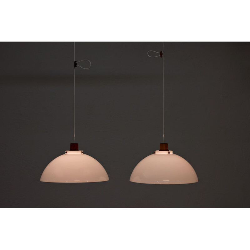 Pair of white pendant lamps by Kristiansson