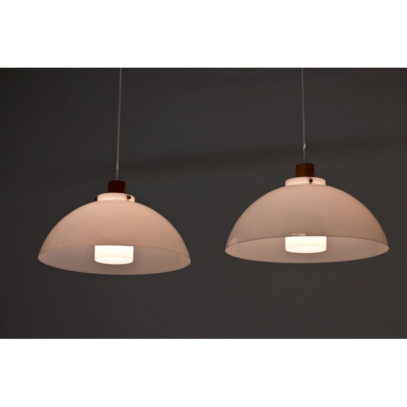 Pair of white pendant lamps by Kristiansson