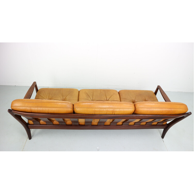 Vintage 3-seater sofa in cognac leather