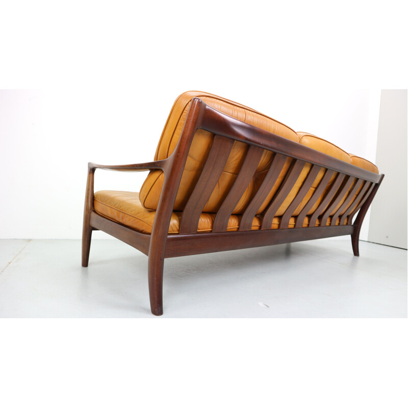 Vintage 3-seater sofa in cognac leather