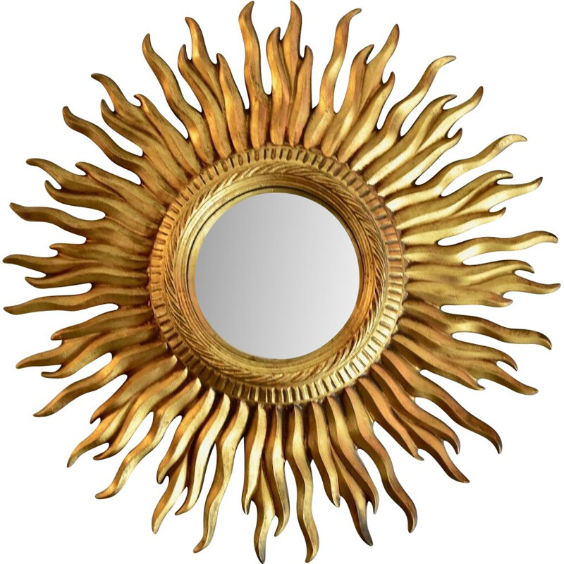 Miroir convexe sunburst vintage 1970