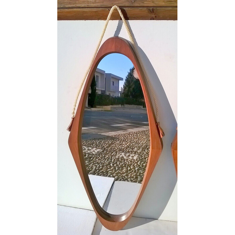 Pair of Scandinavian mirrors in teak