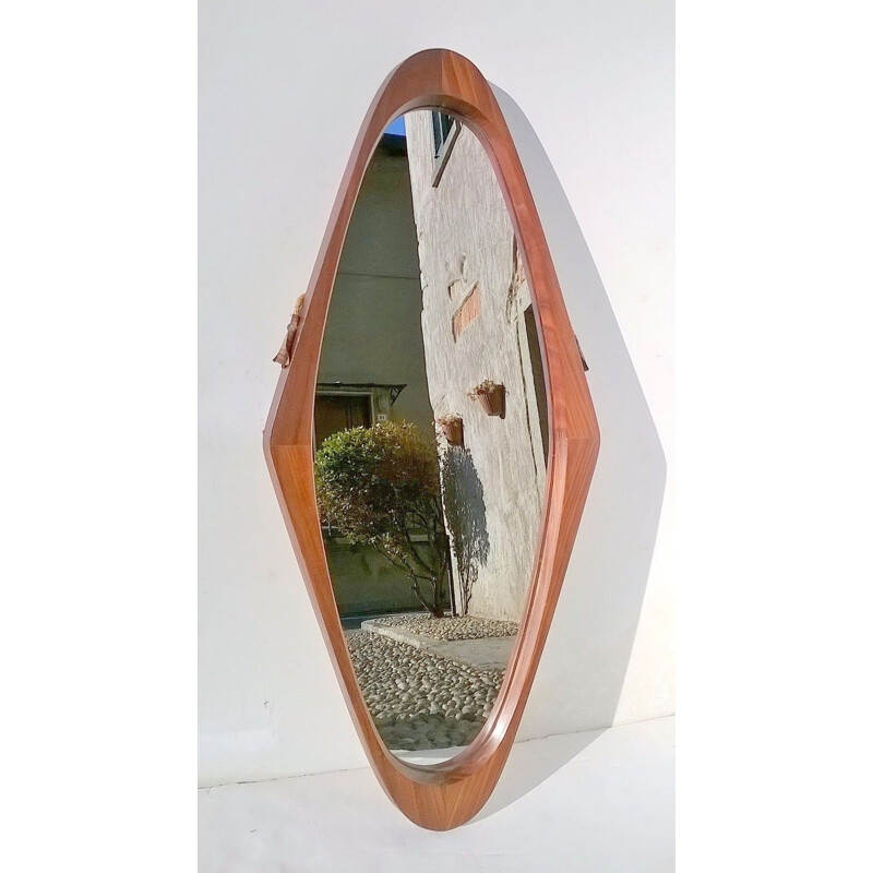 Pair of Scandinavian mirrors in teak