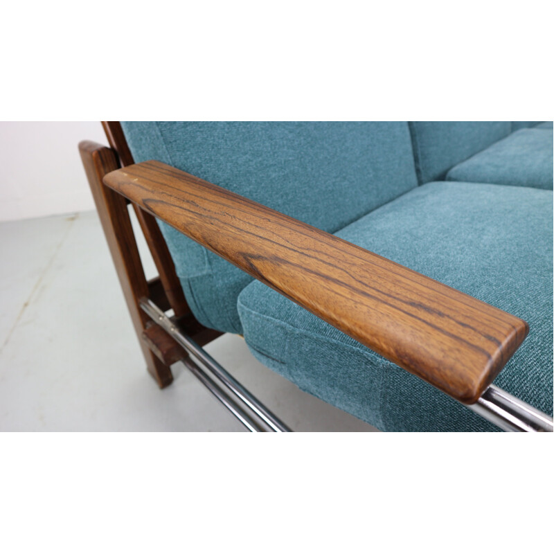 Vintage blue sofa in rosewood