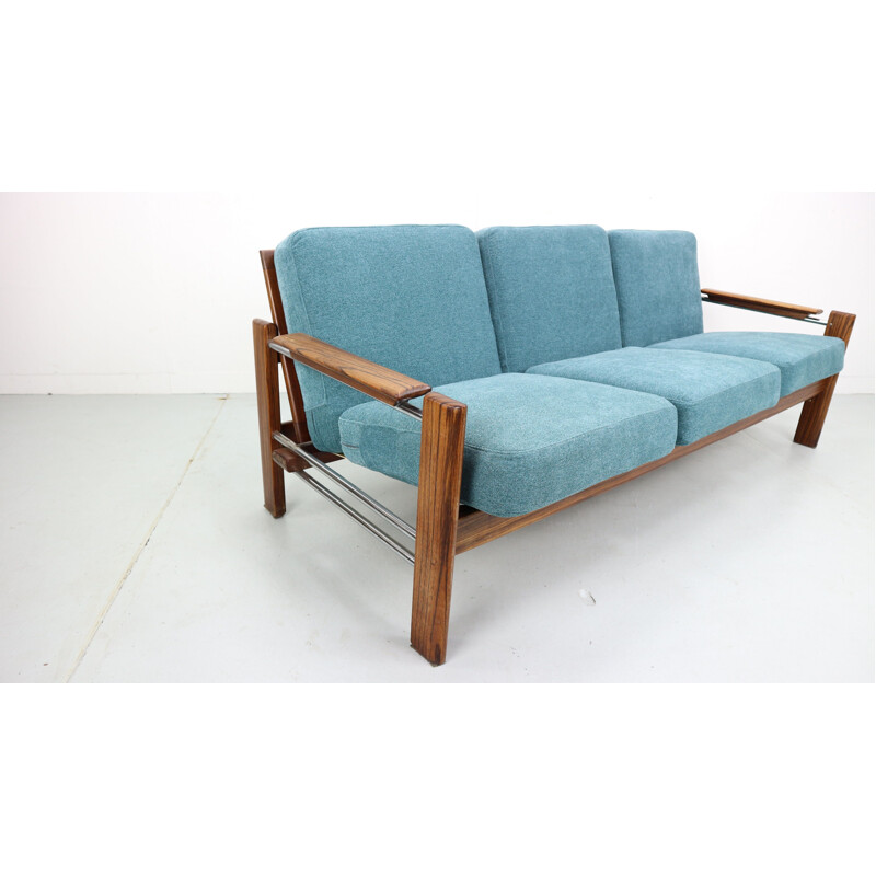Vintage blue sofa in rosewood