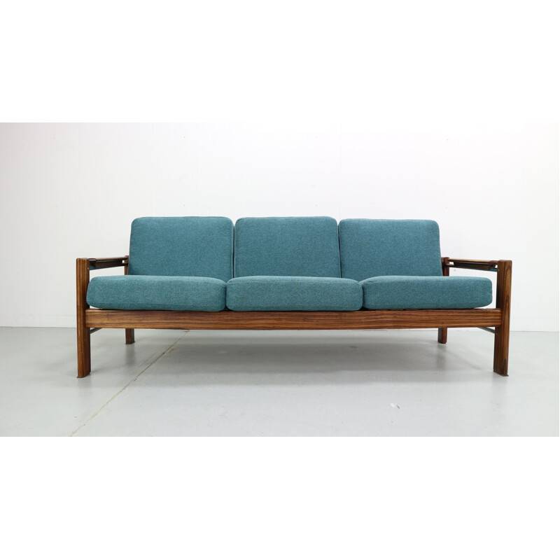 Vintage blue sofa in rosewood