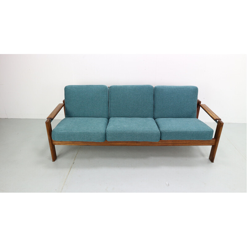 Vintage blue sofa in rosewood