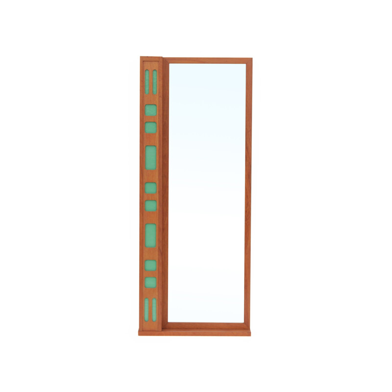 Scandinavian teak mirror with tablet