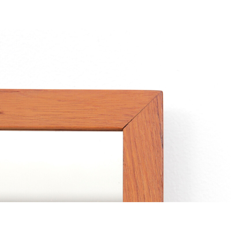 Specchio scandinavo in teak con mensola