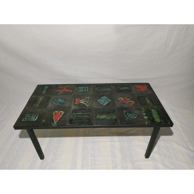 Vintage ceramic and metal coffee table