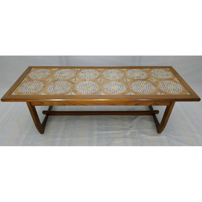 Vintage ceramic and wooden coffee table