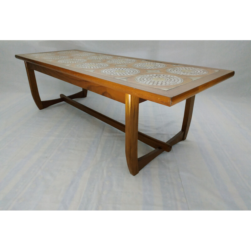 Vintage ceramic and wooden coffee table