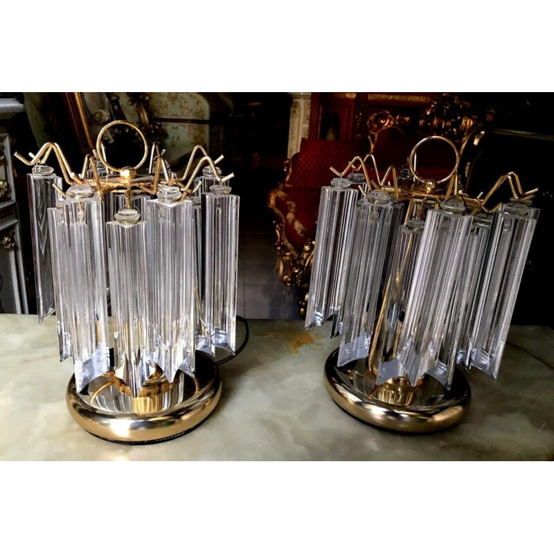 Pair of Barovier lamps in Murano glass