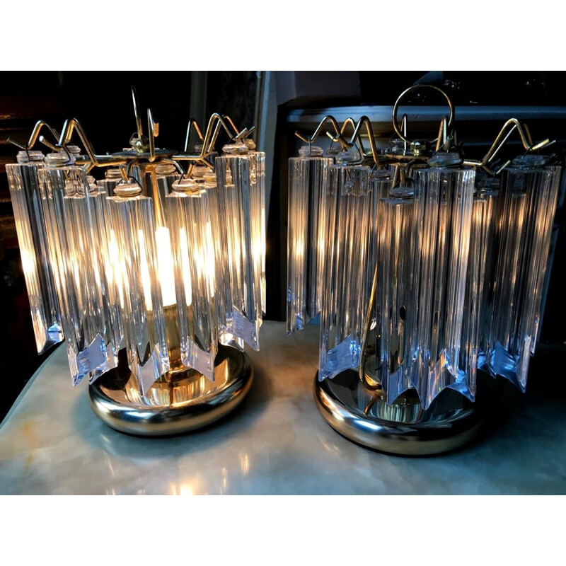 Pair of Barovier lamps in Murano glass