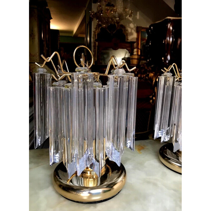 Paire de lampes Barovier en verre de Murano
