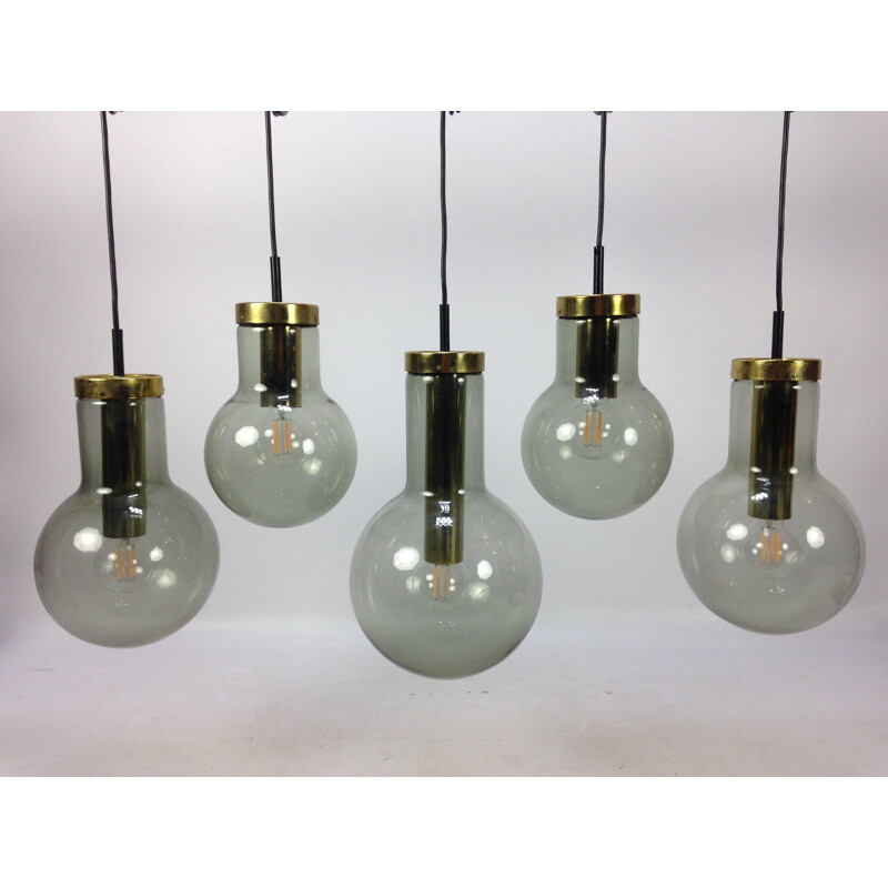 Set of 5 metal pendant lamps by Raak