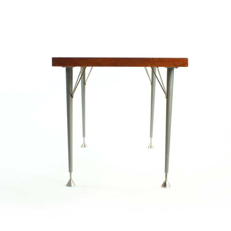 Vintage mahogany and metal coffee table, Czechoslovakia 1970